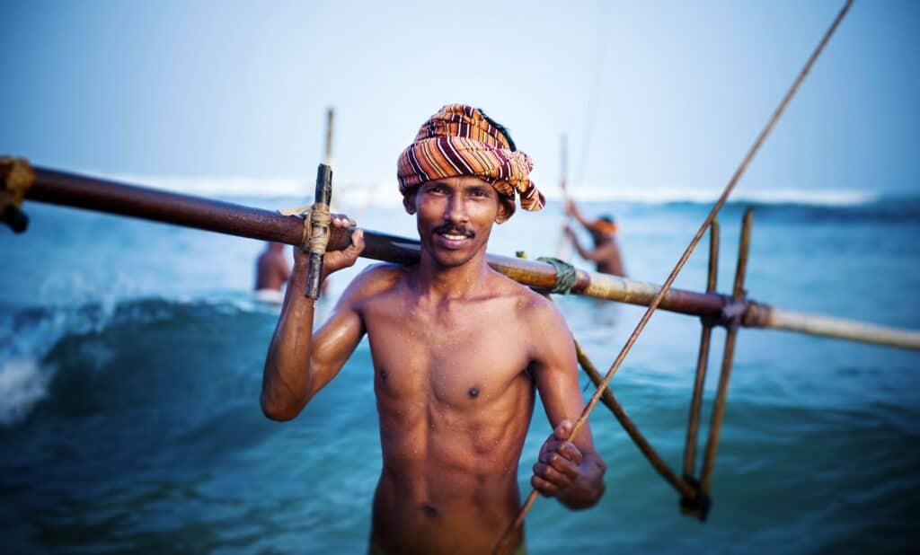 Smiling Fisherman Portrait Cultural Fishing Concept